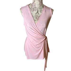NWT Anne Klein Womens Pink Sleeveless Wrap Blouse Top Size S/M Glinda top